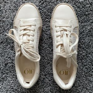 JLo cream flat form sneakers